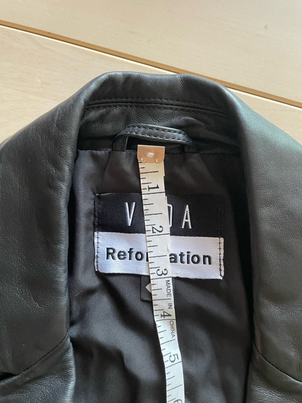 VEDA x Reformation Bowery Leather Blazer - Black L - Picture 11 of 13
